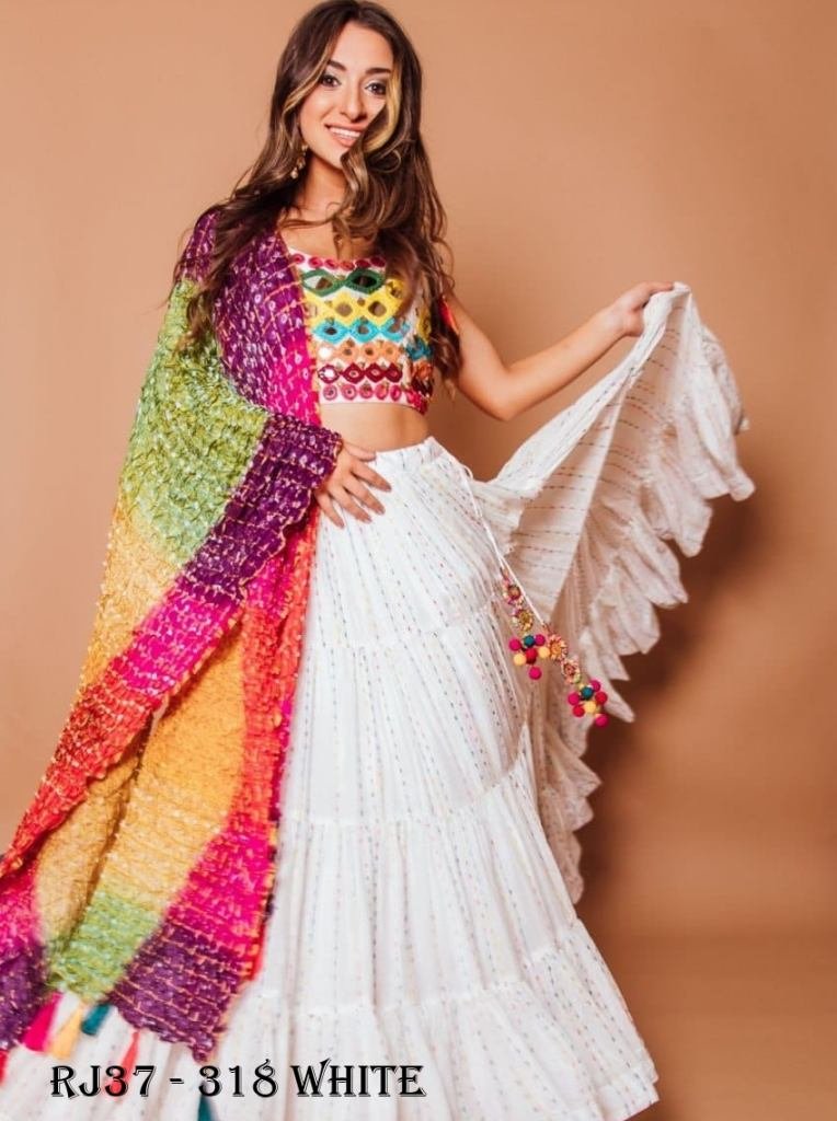 Glamorous White Georgette Special Heavy Flare Lehenga Choli