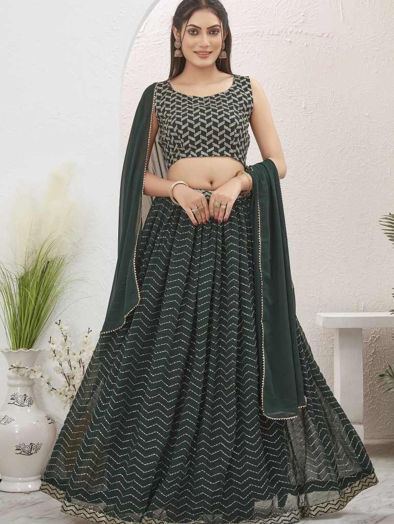Green Georgette Readymade Lehenga Choli for Mehendi Function