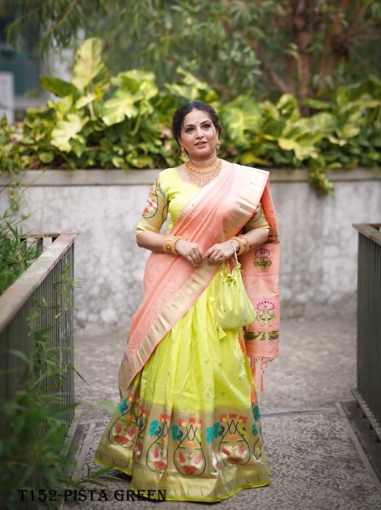 Indian Beautiful Pista Green Jacquard Silk Lehenga Choli