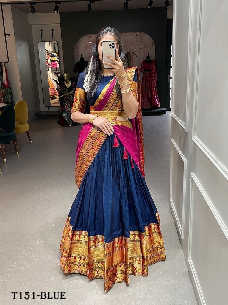 Indian Wear Blue Narayan Pet Cotton Lehenga Choli