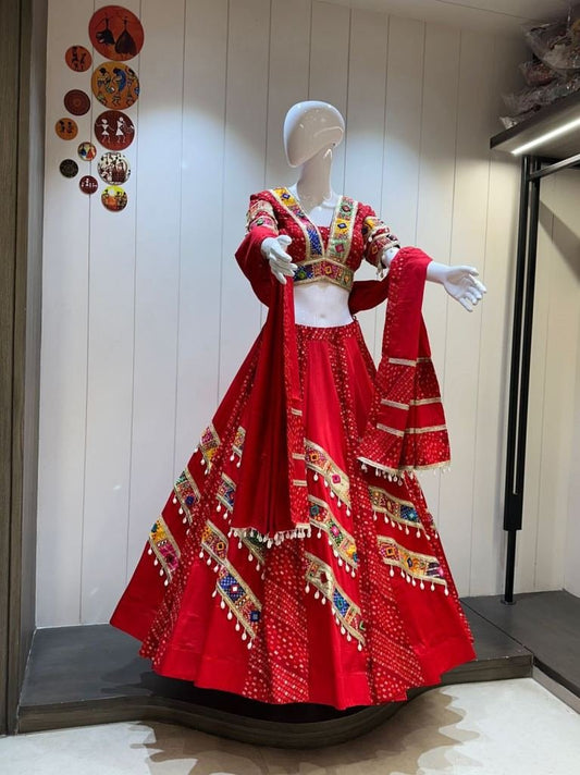 Jam Cotton Bandhani Print 8mtr Flare Chaniya Choli