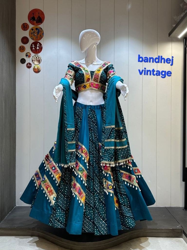 Jam Cotton Chaniya Choli With Bandhani Print