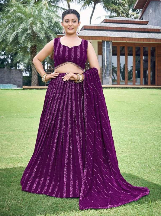 Latest Burgundy Sequence Readymade Party wear Lehenga Choli