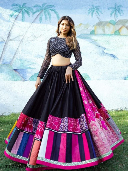 Latest Collection Black Muslin Cotton Lehenga Choli With Digital Print