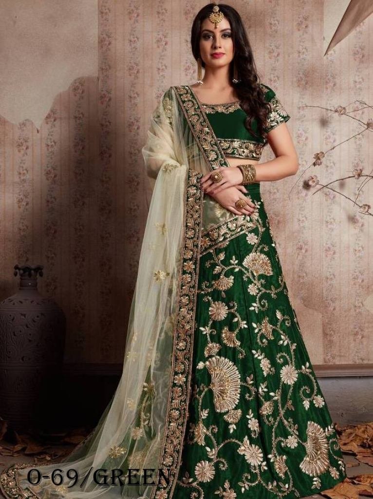 Latest Embroidered Green Lehenga Choli