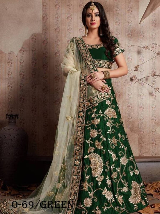 Latest Embroidered Green Lehenga Choli