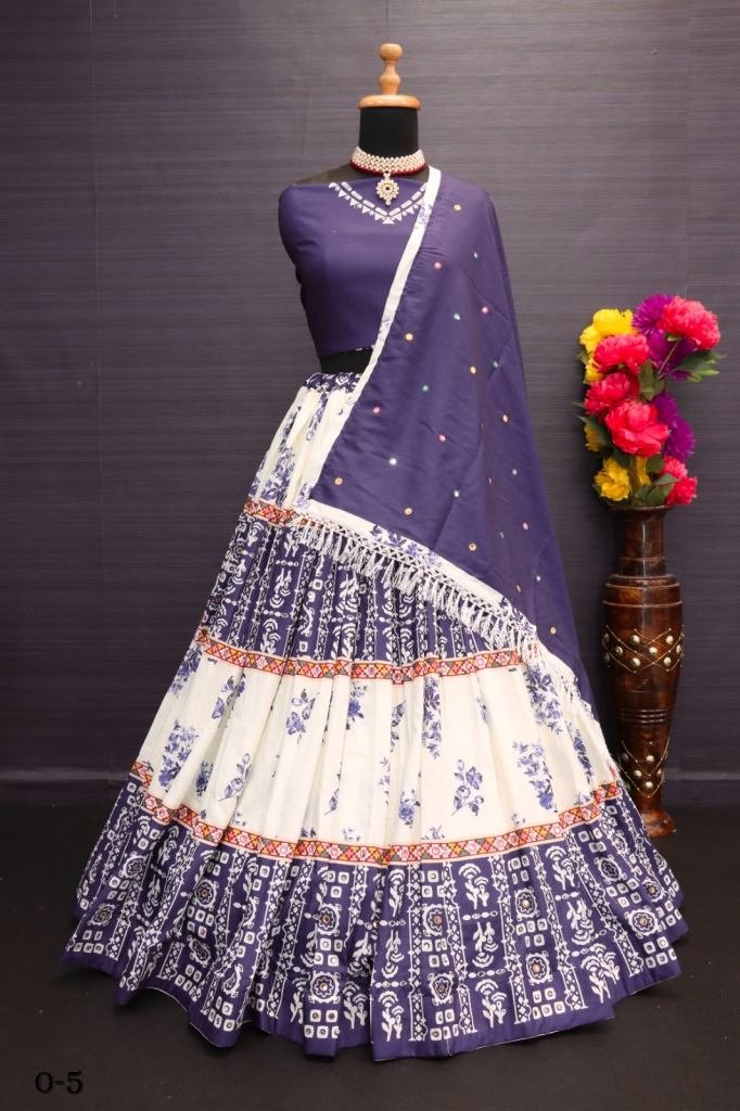 Latest Launching Digital Print Muslin Cotton Purple Lehenga Choli