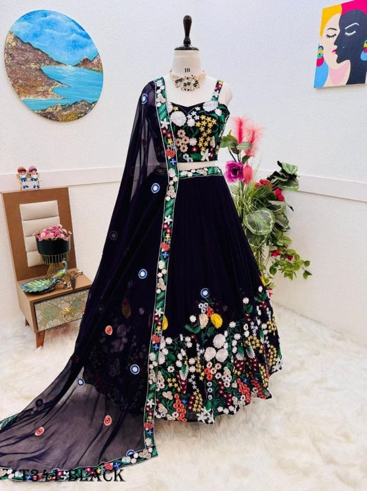 Latest Real Modeling Black Georgette Lehenga Choli