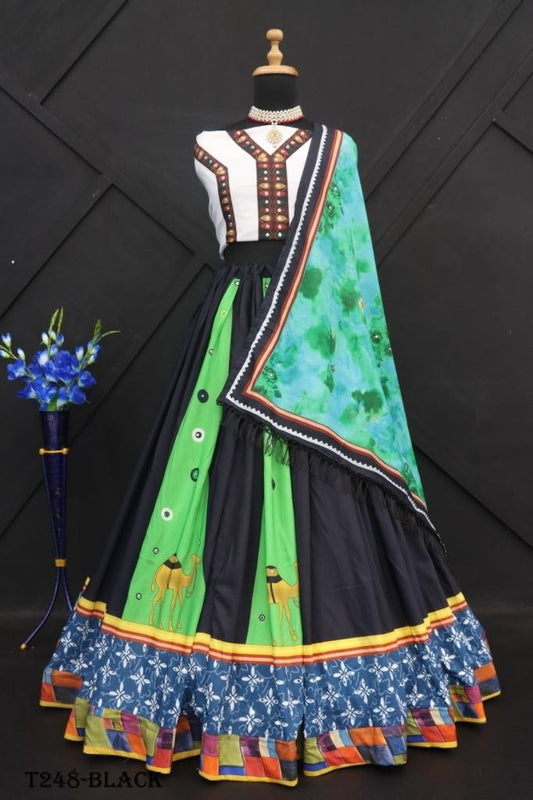 Latest Womens Wear Black Muslin Cotton Navratri Chaniya Choli