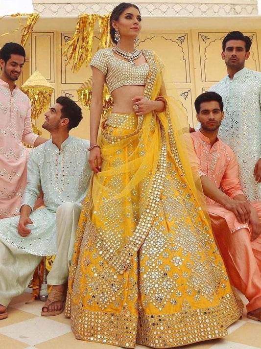 Launching Mono Satin Silk Real Mirror work Lehenga Choli