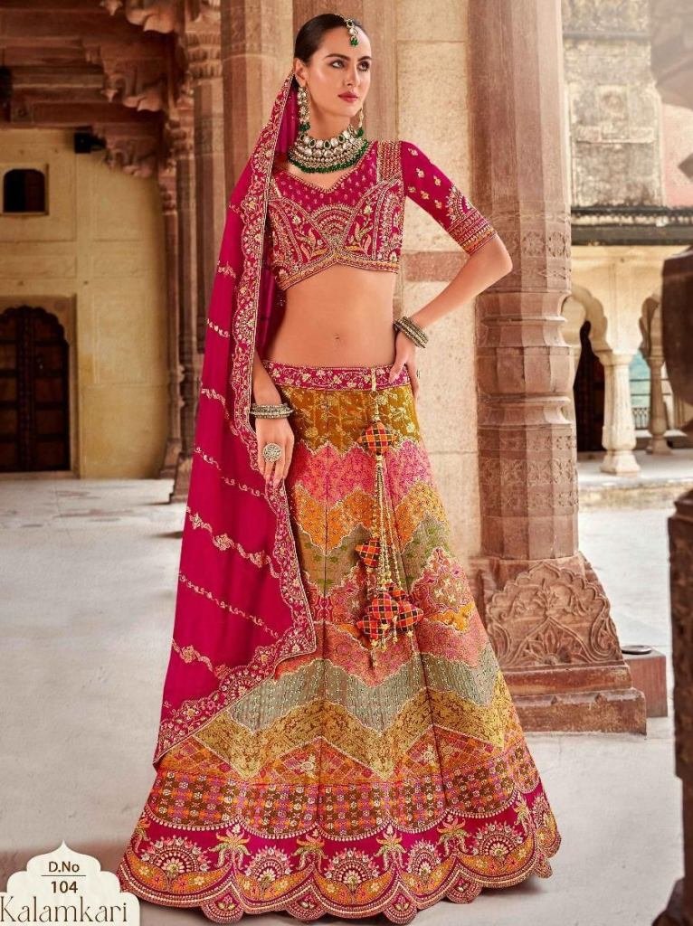 Lovable Yellow Type Kalamkari Catalog Bridal Lehenga Choli With Dupatta