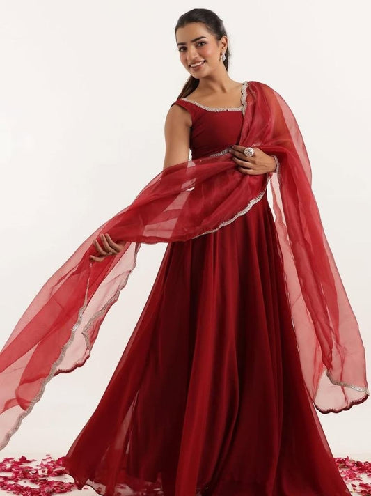 Maroon Colour  Pure Georgette Lehenga Choli With Dupatta