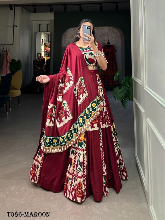 Maroon Rayon Navratri Lehenga Choli Navratri Celebrations