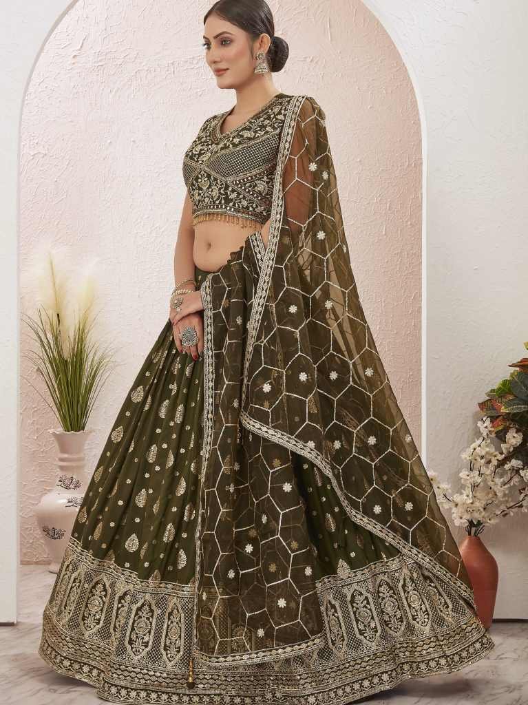 Mehendi Special Embroidered Readymade Lehenga Choli