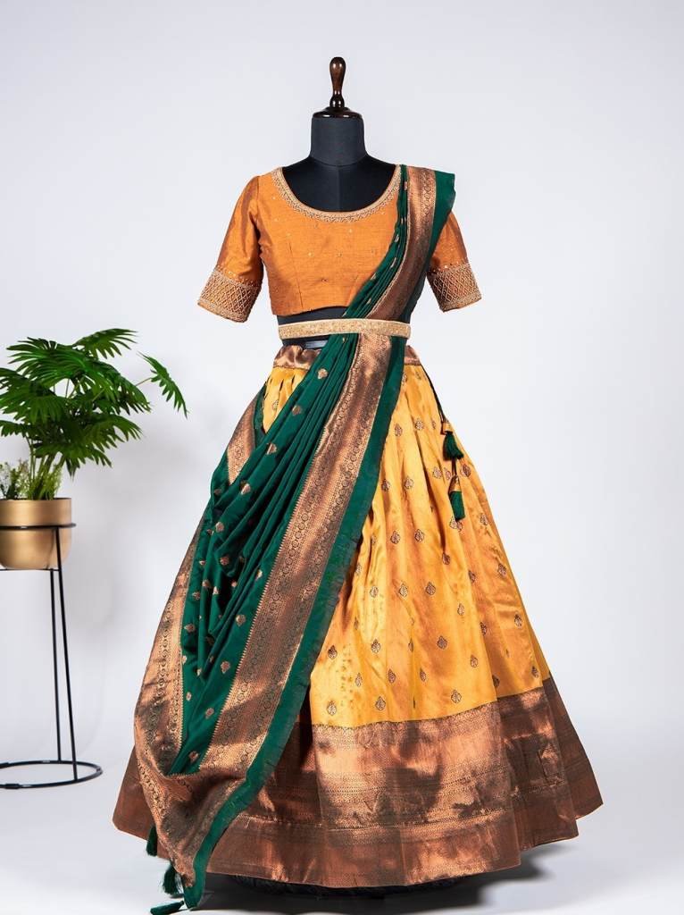 Muster Pattu Stitch Jacquard Silk Lehenga Choli
