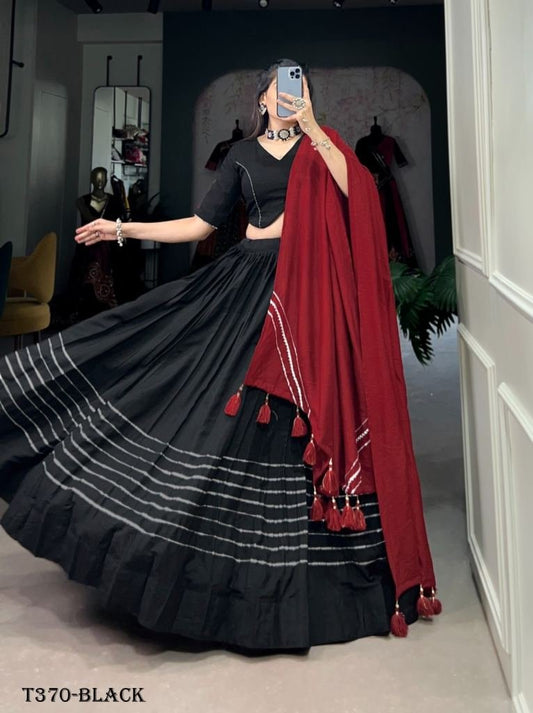 Navratri Collection Black Polyester Viscose Lehenga Choli