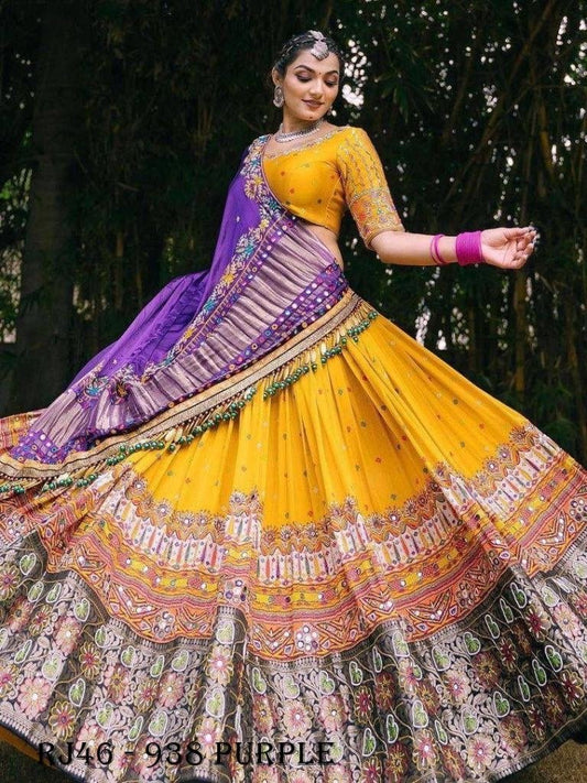 navratri special purple Butter Silk Lehenga Choli Dupatta