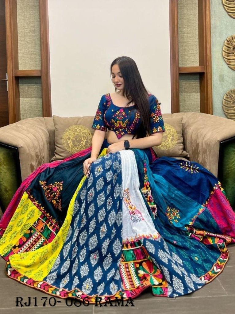 Navratri Special rama Muslin Cotton Digital Print Lehenga Choli With Dupatta
