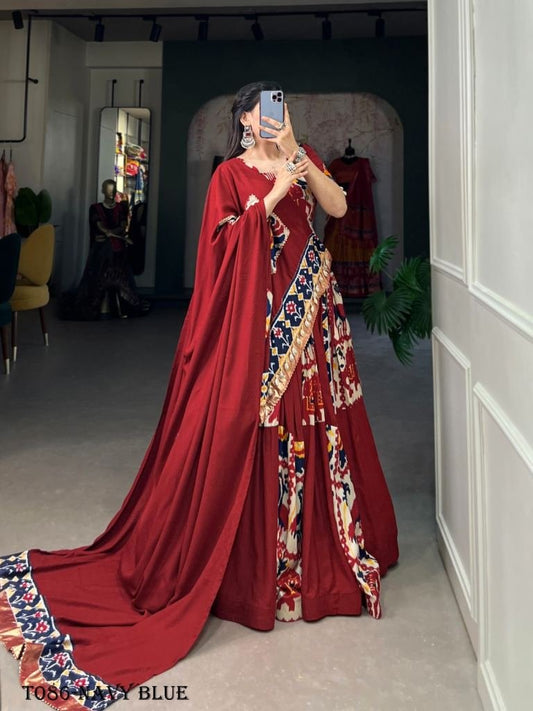 Navy Blue Rayon Navratri Lehenga Choli Festive Finesse for Navratri