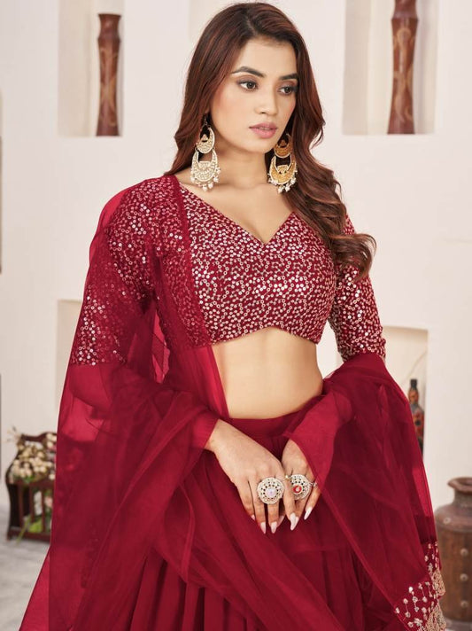 Nazneen Butterfly Vol 2 Georgette Red Lehenga  6159