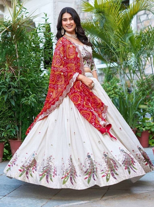 New Arrival Heavy Peacock Embroidery Sequence Work Lehenga Choli