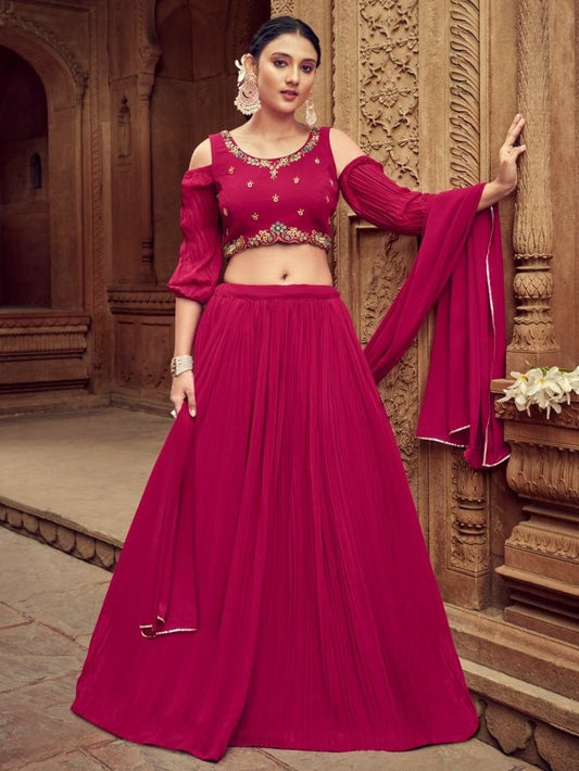 New Catalogue Nandani By Shreematee Fashion Rani Pink Color Fully Stitch Lehenga Choli