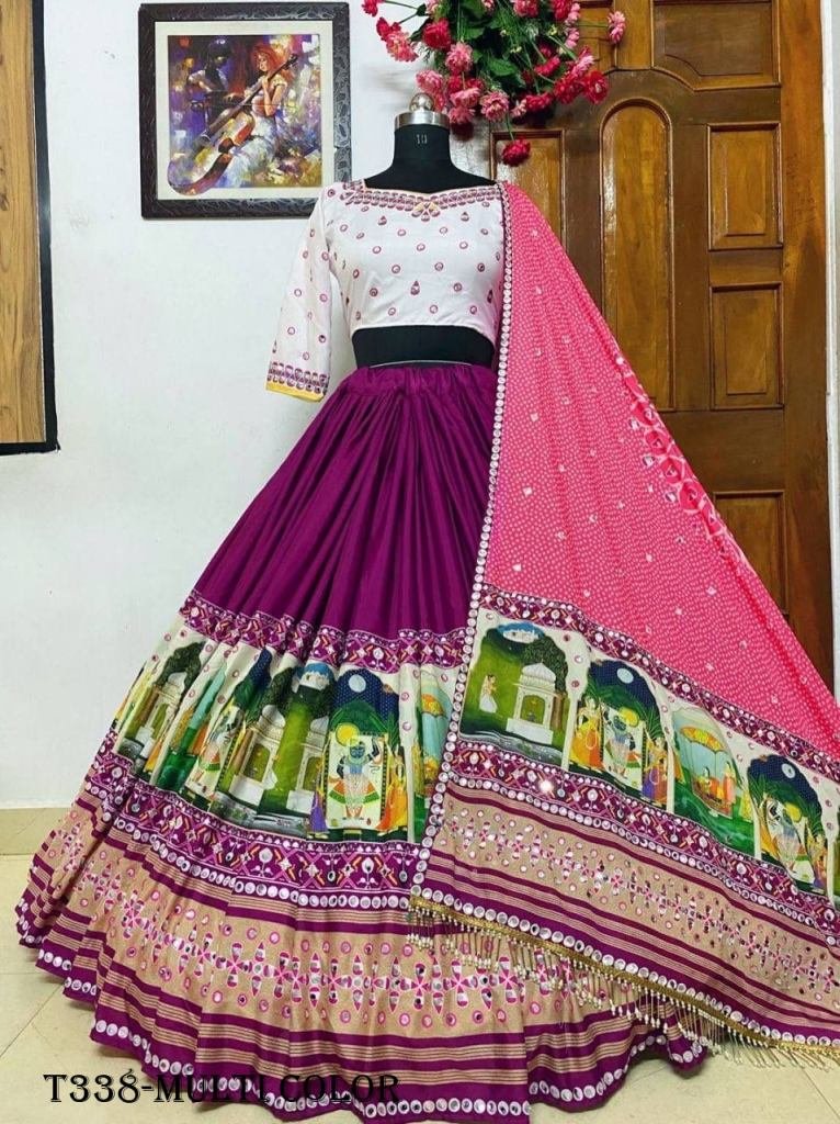 New Designer Butter Silk Multi Color Navratri Lehenga Choli