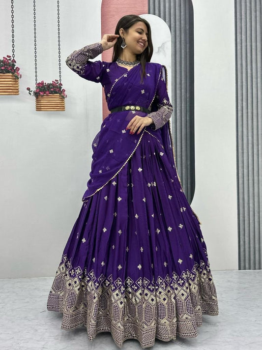 New Pretty Purple Designer Lehenga Choli With Duppata