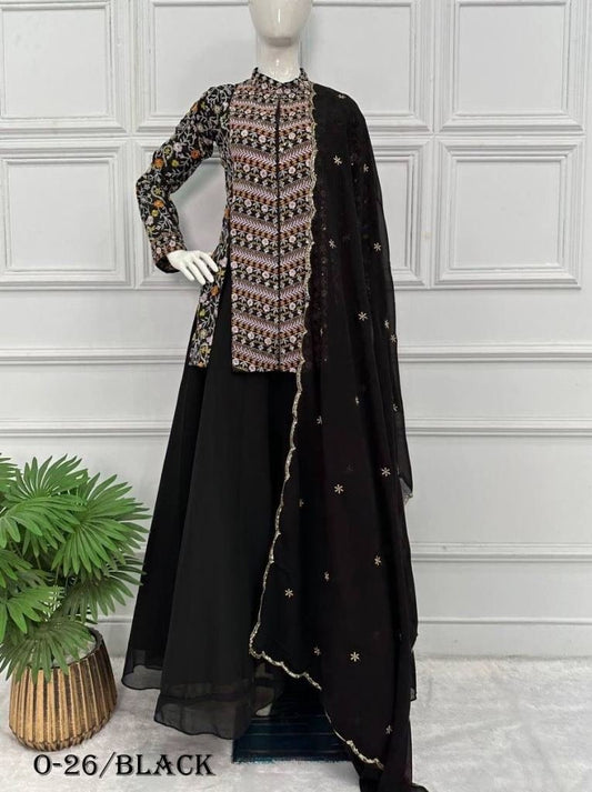 New Superhit Black Lehenga  With Embroidered Koti and Dupatta