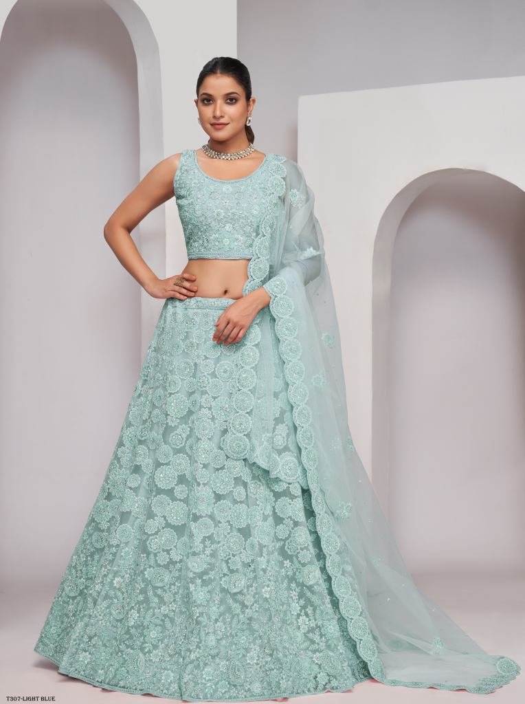 New Trendy Collection Light Blue Soft Net  Lehenga Choli