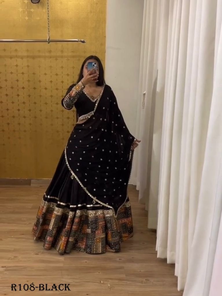 New Wedding Chinon Silk Lehenga Choli With Digital Printed And Embroidery Sequence Work