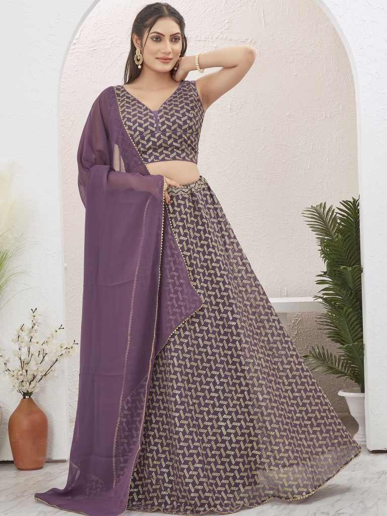 Onion Pink Georgette Readymade Sequence Lehenga Choli
