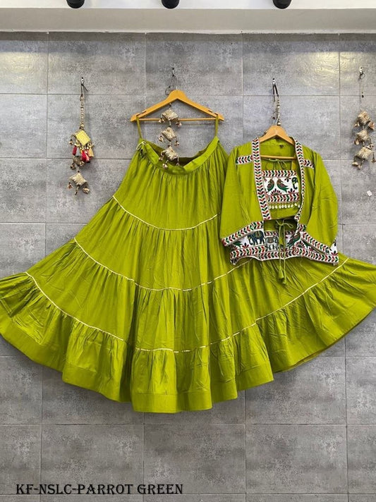 Parrot Green Naratri Special Lehenga Choli