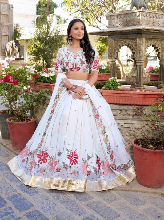 Premium Beautiful Georgette Lehenaga With Sequins and Thread Embroidery Work