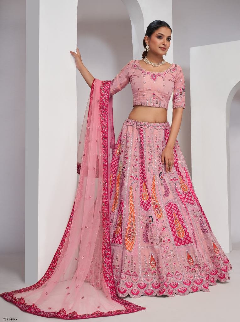 Premium Designer Pink Soft Net Lehenga Choli Collections
