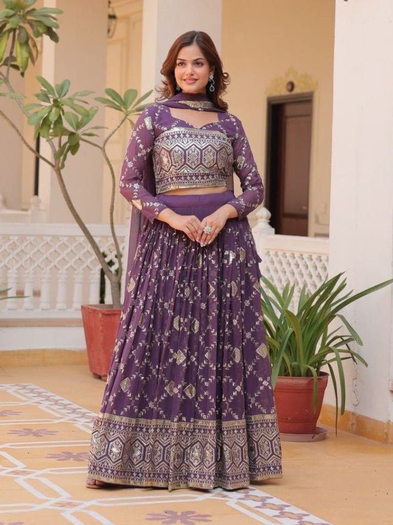 Premium Exclusive Heavy Faux Georgette Lehenga Choli With Sequence Work