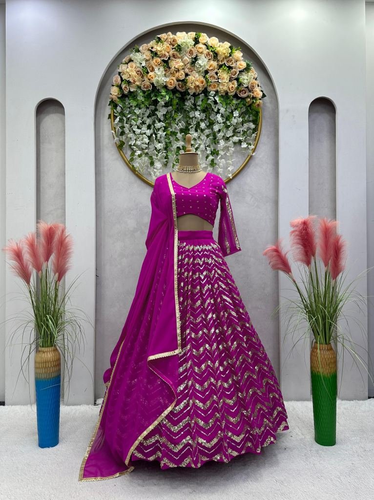 Premium Foux Georgette Purple Lehenga Choli