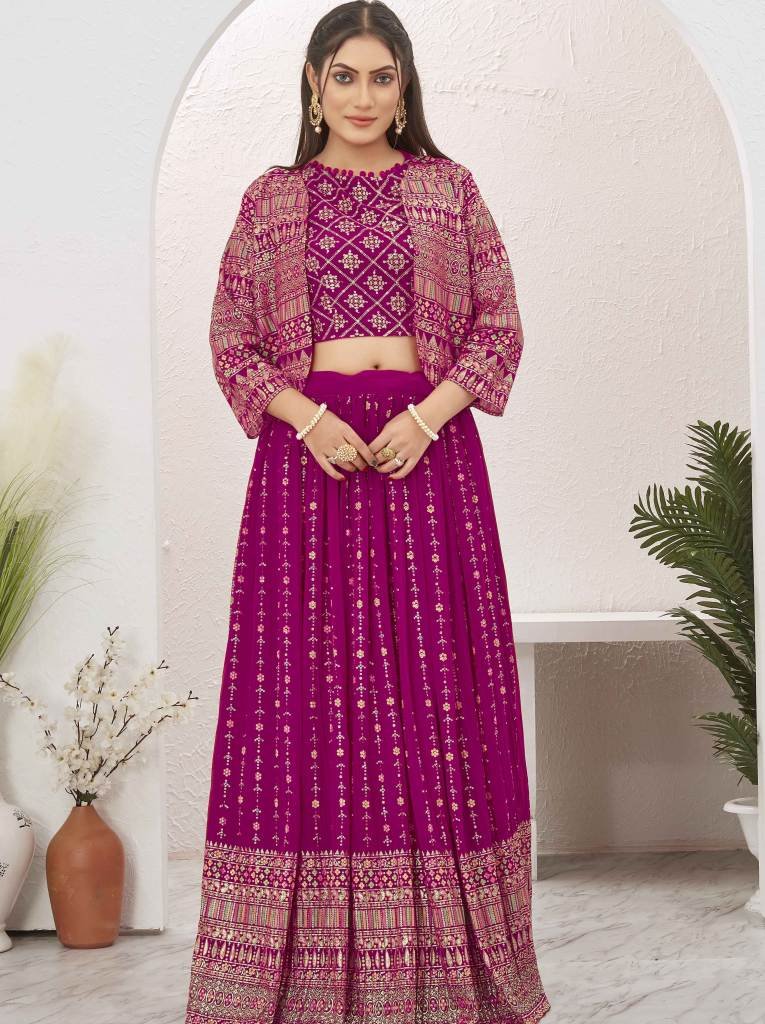 Pretty Pink Georgette Stitched Lehenga with Jacket
