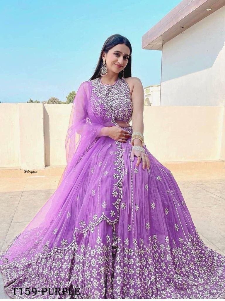 Purple Georgette With Design Work Lehenga Choli For Women Wear