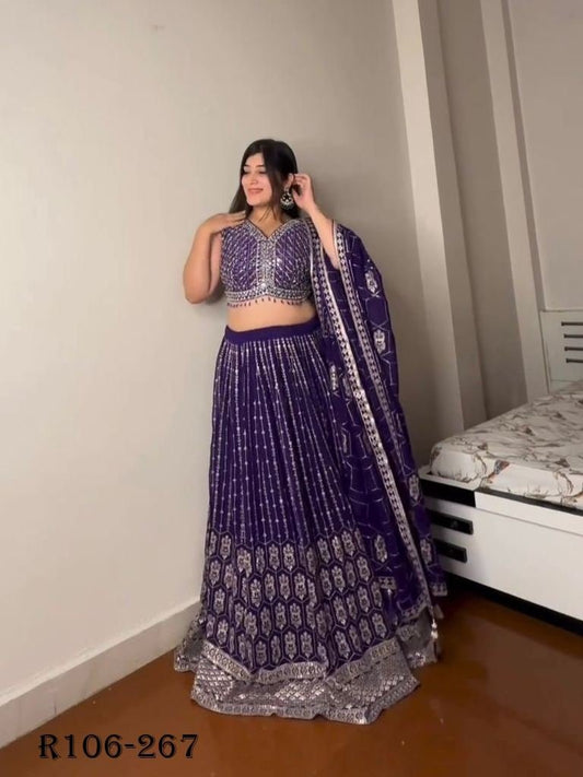Purple Lehenga Choli With Thread And Sequince Work With Dupatta