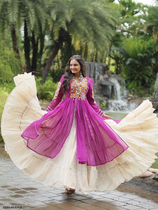 Purple Navratri Collection Kora Cotton Lehenga Choli