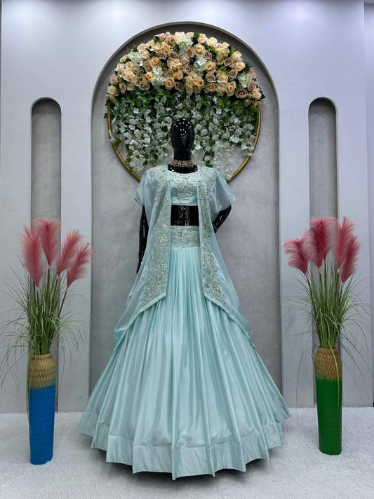 chinnon sequence work  Semi Stitch lehenga choli