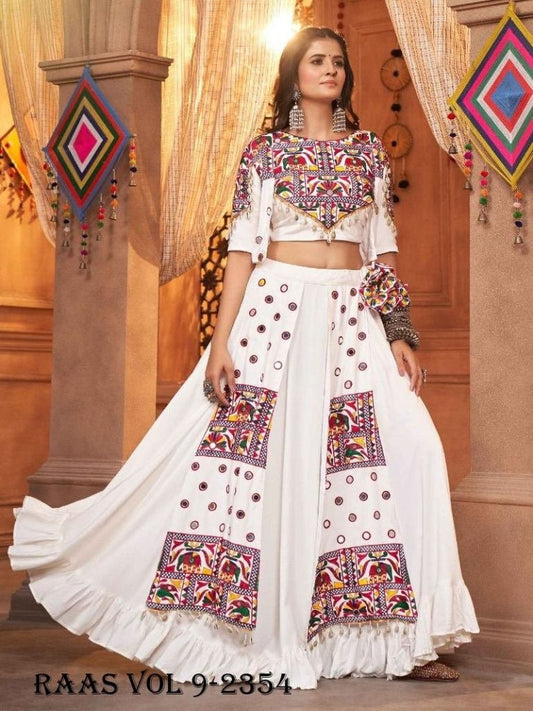 Raas Vol 9 Off White Traditional Navaratri Chaniya Choli With Koti