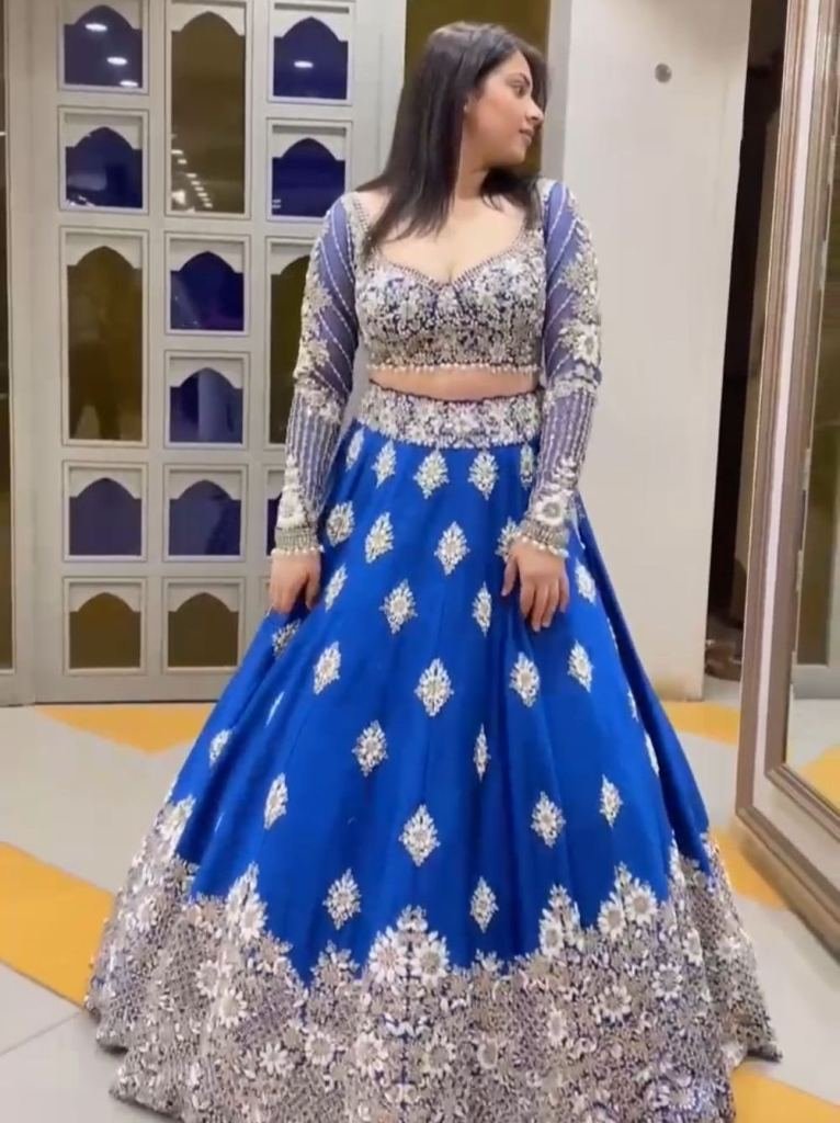 Royal Blue Designer Full Body Embroidery Work Georgette Lehenga Choli