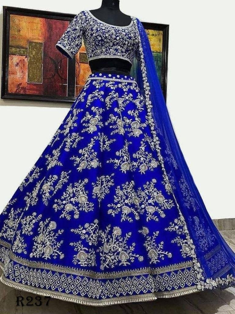 Semi Stitched Bangalori Silk Lehenga Choli With Embroidered Work