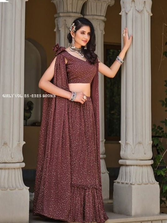 New Exclusive Foil Printed Stitched Lehenga Choli with Fancy Dupatta