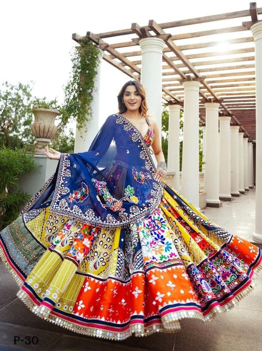 Fancy Digital Print Work and Real Mirror Work With Fancy Lace Navratri Lehenga