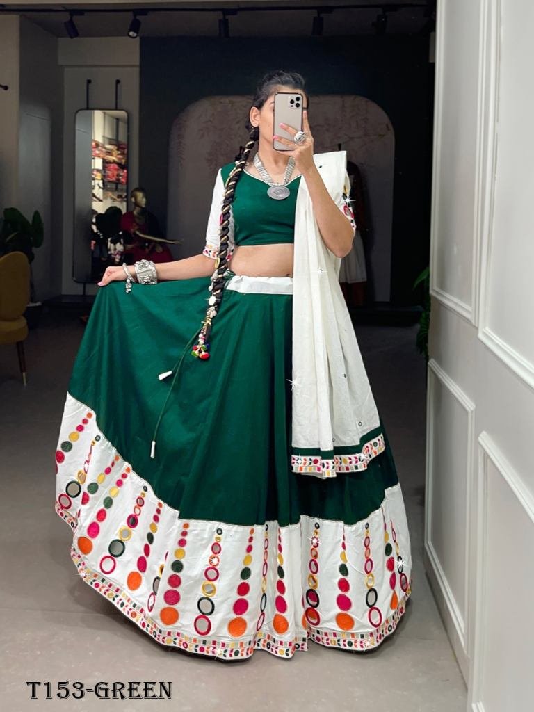 Special Collection Green Cotton Lehenga Choli