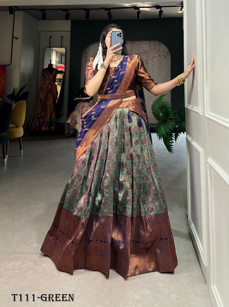 Special Wedding Collection Green Pattu Jacquard Silk Lehenga Choli