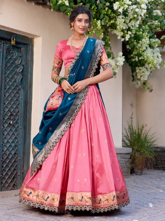 Srividya Designer Jacquard Silk Paithani Lehenga Choli